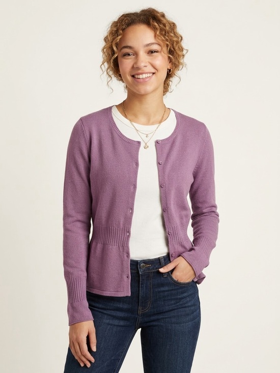 Sigrid Olsen Sweaters - Sigrid Olsen Dusty Lavender Button-Front Cardigan Silk Blend Medium